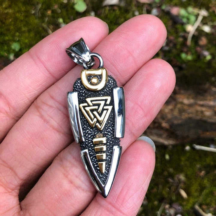 Flash Sale - WorldNorse Solid Double Sided Odin’s Spear Valknut Amulet Necklace