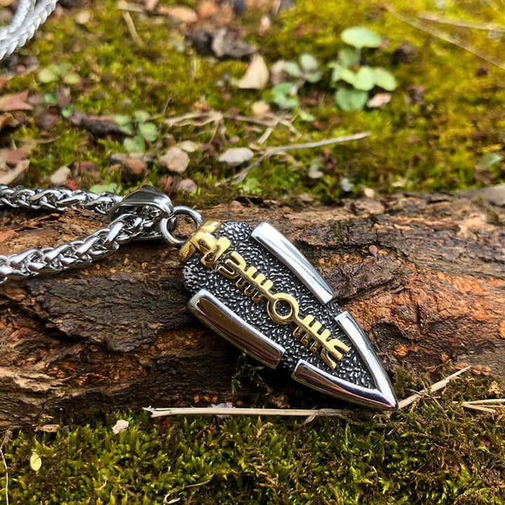 Flash Sale - WorldNorse Solid Double Sided Odin’s Spear Valknut Amulet Necklace