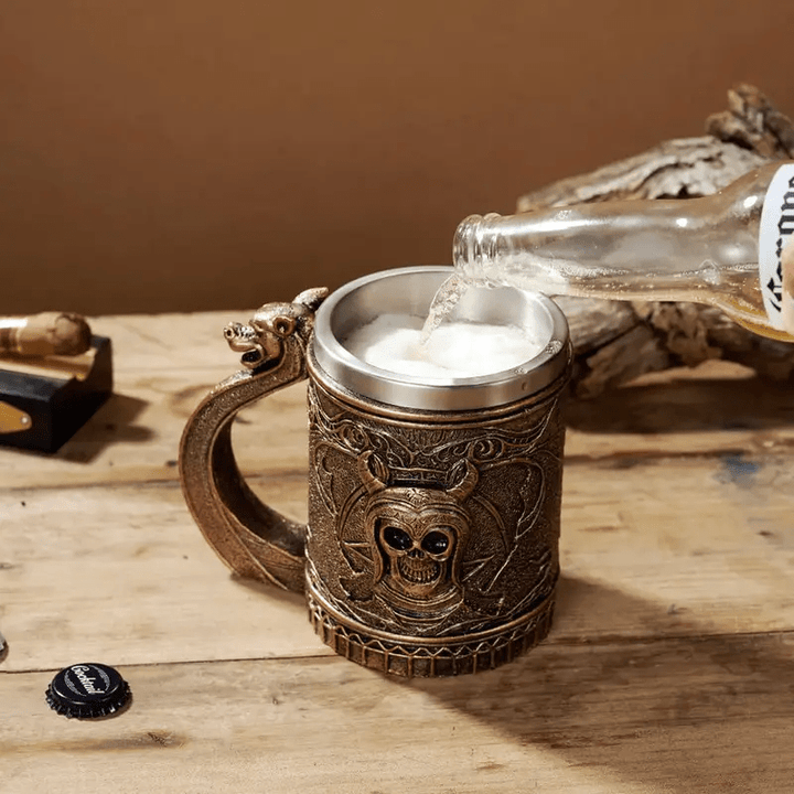 WorldNorse Dragon Handle Skeleton Beer Mug