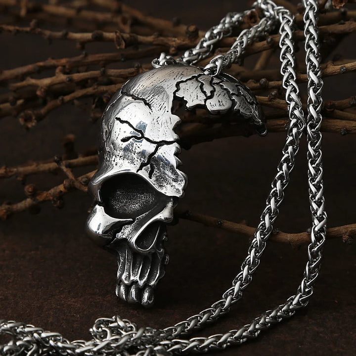 Flash Sale - WorldNorse Damaged Half Face Skull Necklace