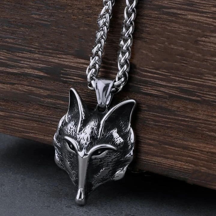 WorldNorse Wolf Head Titanium Steel Necklace