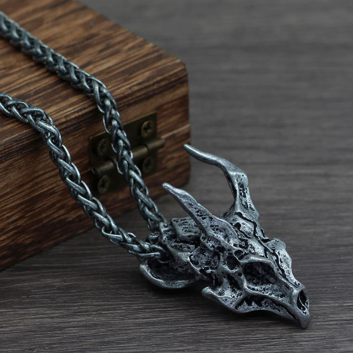 WorldNorse Viking Dragon Skull Pendant Powerful Necklace