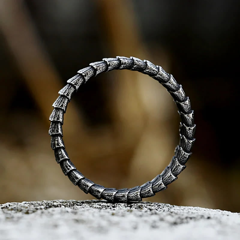 WorldNorse Vintage Titanium Steel Dragon Scale Ring