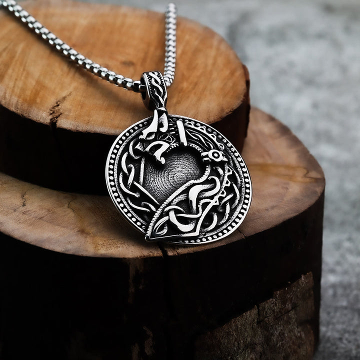 WorldNorse Viking Wolf Head Celtic Pendant Necklace