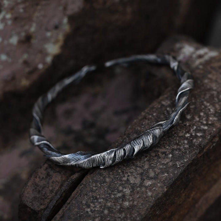 WorldNorse 999 Sterling Silver Feather Open Bracelet