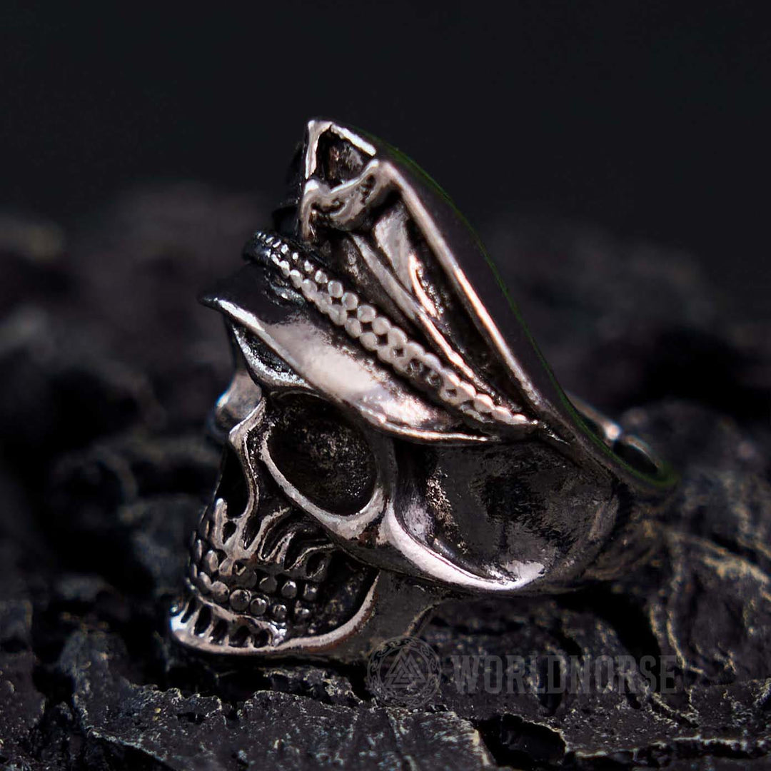 WorldNorse Eagle Cap Punk Skull Ring