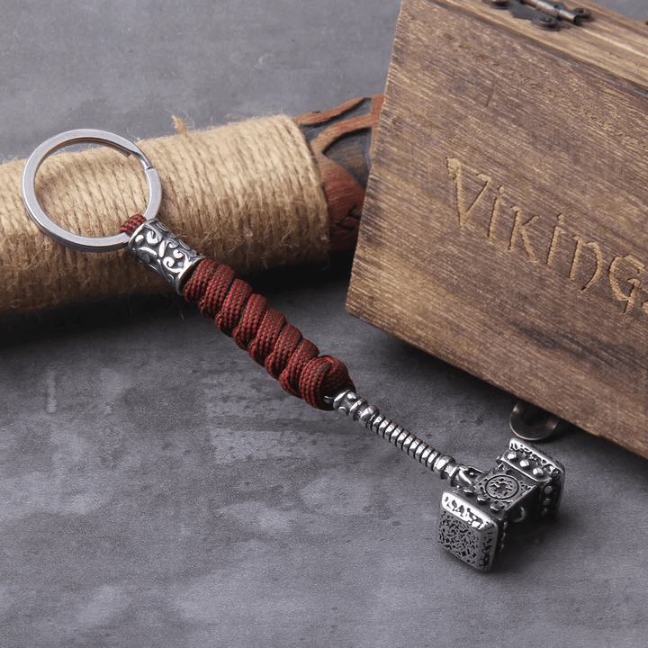 WorldNorse Vikings Thor's Hammer Survival Rope Keychain