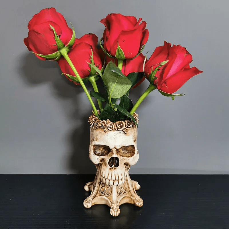 WorldNorse Skull Skeleton Resin Vase Decor