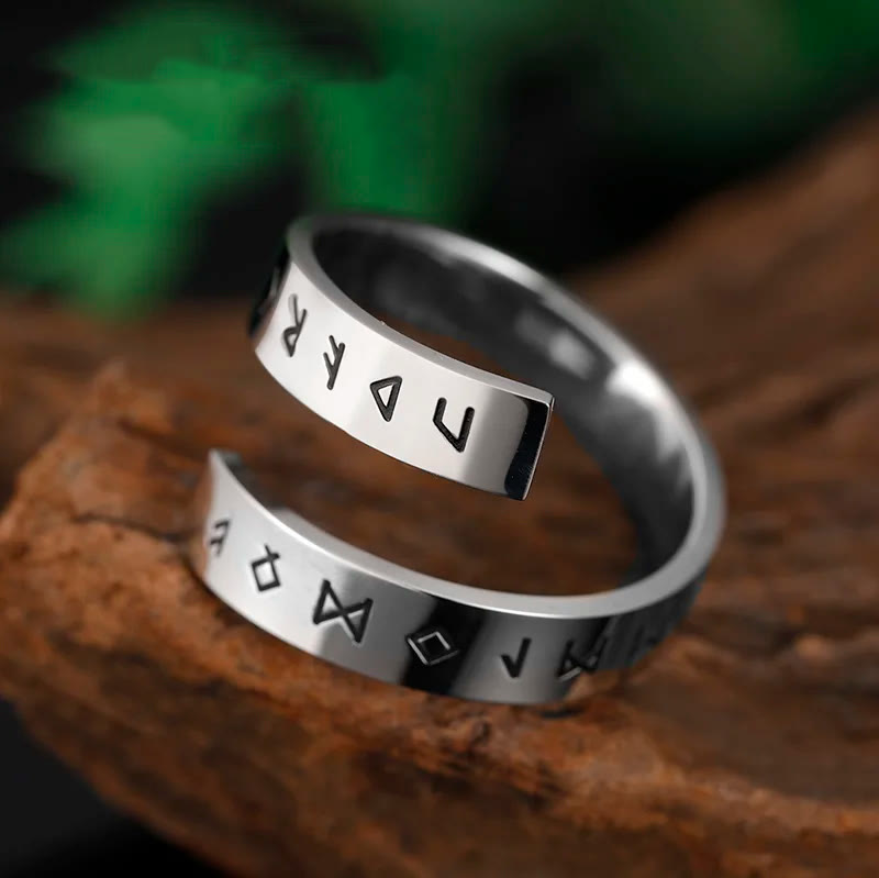 WorldNorse Threaded Runes Stainless Steel Ring