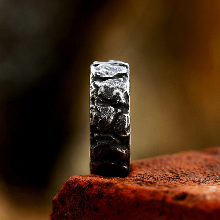 WorldNorse Stone Rune Stainless Steel Viking Ring