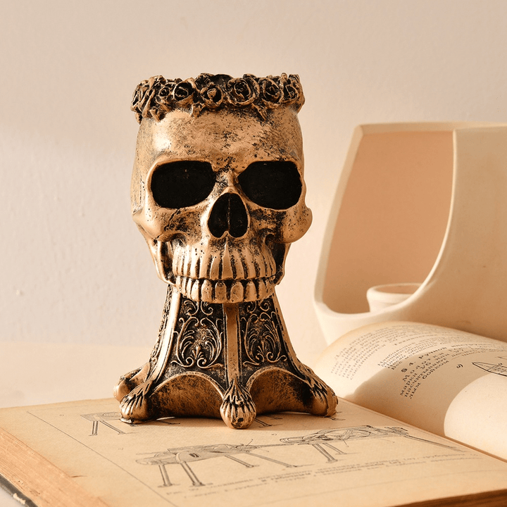 WorldNorse Skull Skeleton Resin Vase Decor