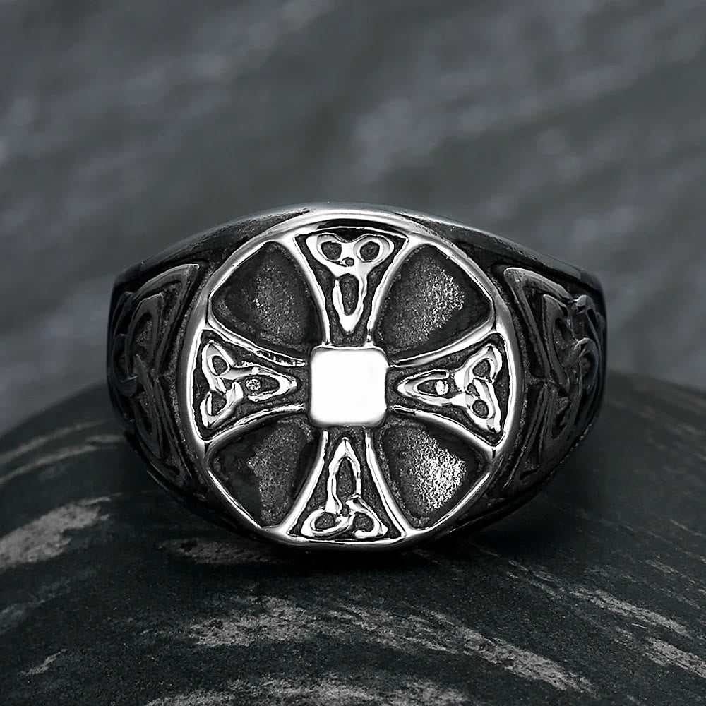 Celtic Knot Cross Stainless Steel Viking Ring – WorldNorse