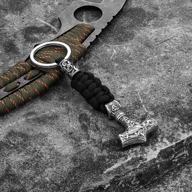 WorldNorse Mjolnir Paracord And Stainless Steel Keychain