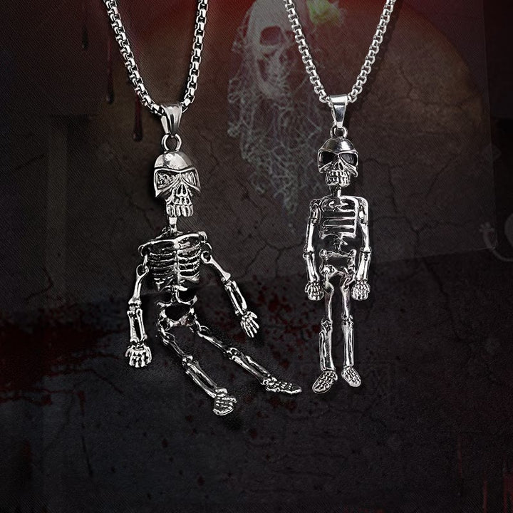 WorldNorse Gothic Skull Skeleton Long Chain Necklace