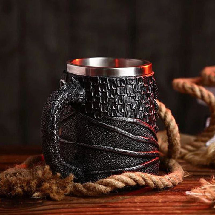 WorldNorse Black Dragon Steel Mug