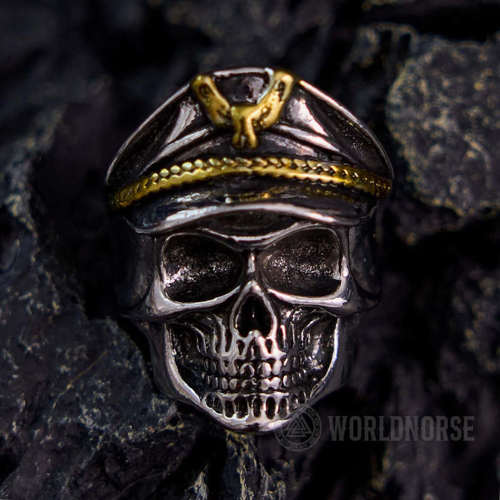 WorldNorse Eagle Cap Punk Skull Ring