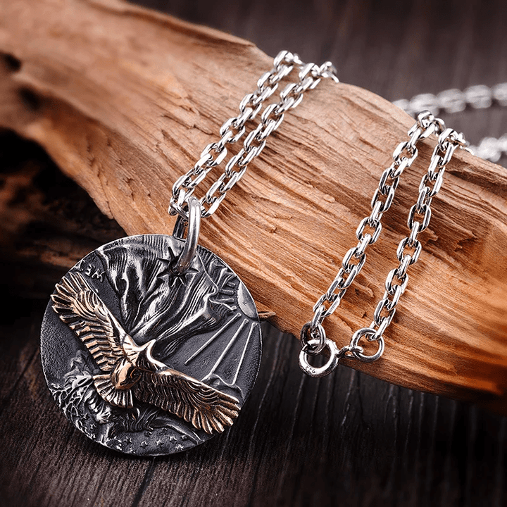 WorldNorse Flying Eagle Coin Double Side Necklace