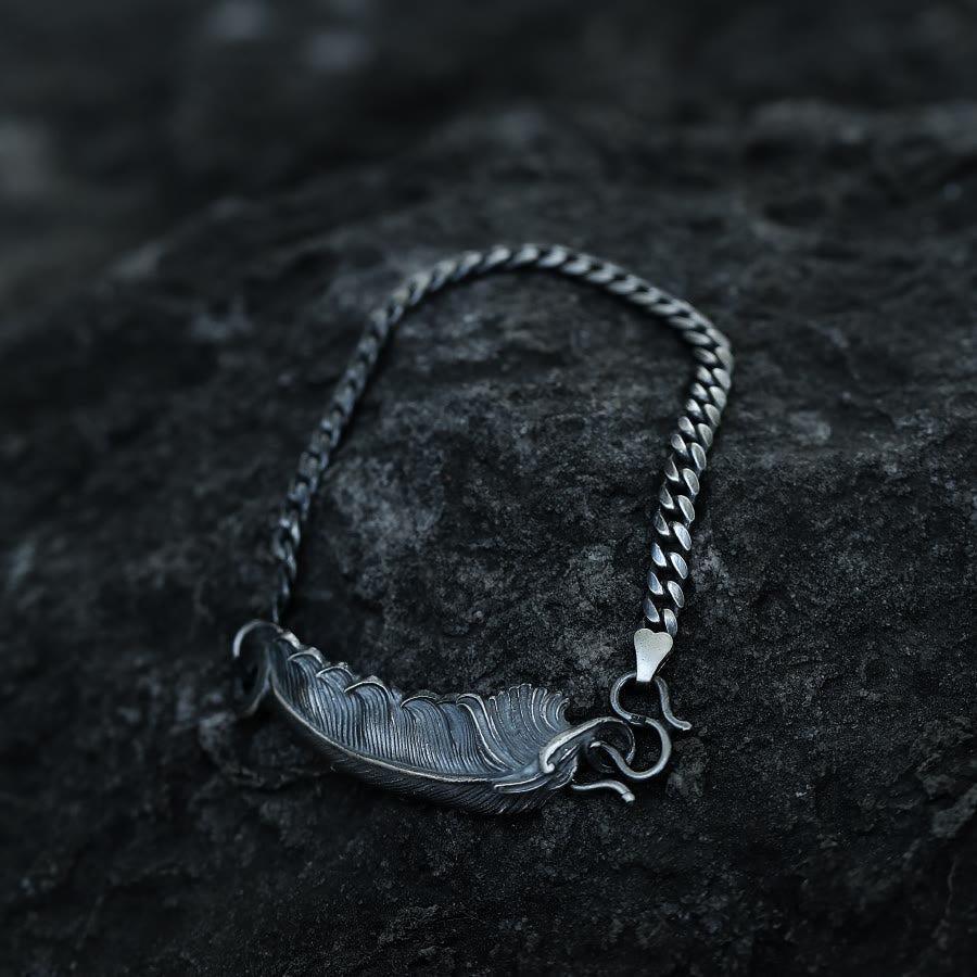 WorldNorse 999 Sterling Silver Feather Bracelet