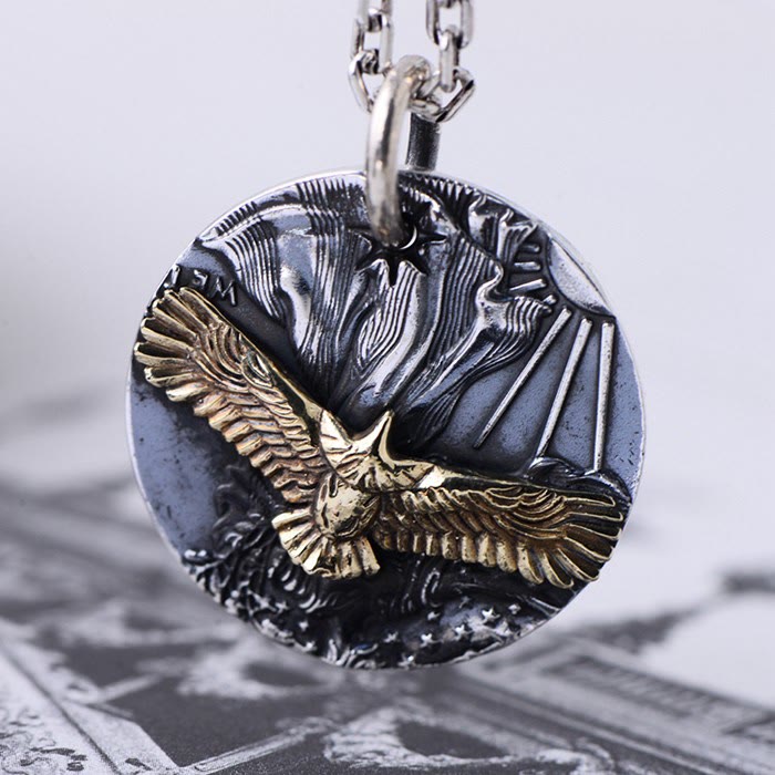 WorldNorse Flying Eagle Coin Double Side Necklace