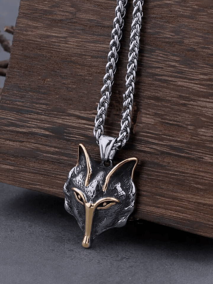 WorldNorse Wolf Head Titanium Steel Necklace