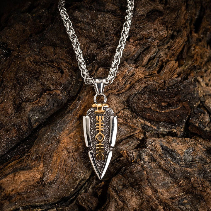 Flash Sale - WorldNorse Solid Double Sided Odin’s Spear Valknut Amulet Necklace