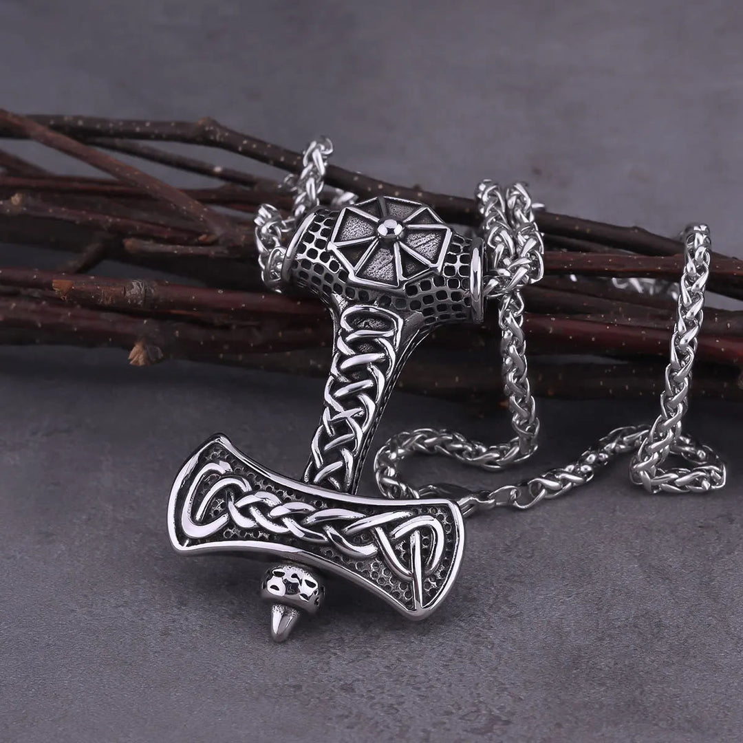 WorldNorse Celtic Endless Knot Thor's Hammer Shaped Necklace