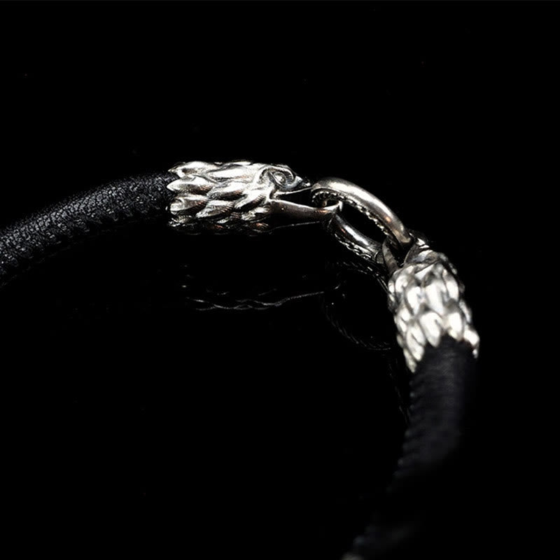 WorldNorse 925 Sterling Silver Viking Animals Leather Bracelet