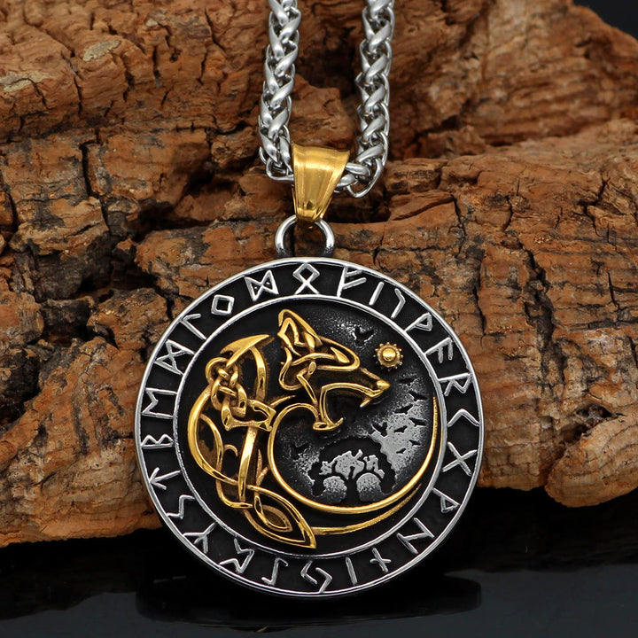 WorldNorse Wolf Head Rune Viking Fenrir Necklace