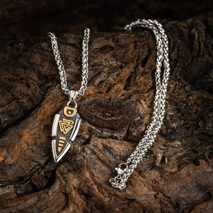 Flash Sale - WorldNorse Solid Double Sided Odin’s Spear Valknut Amulet Necklace