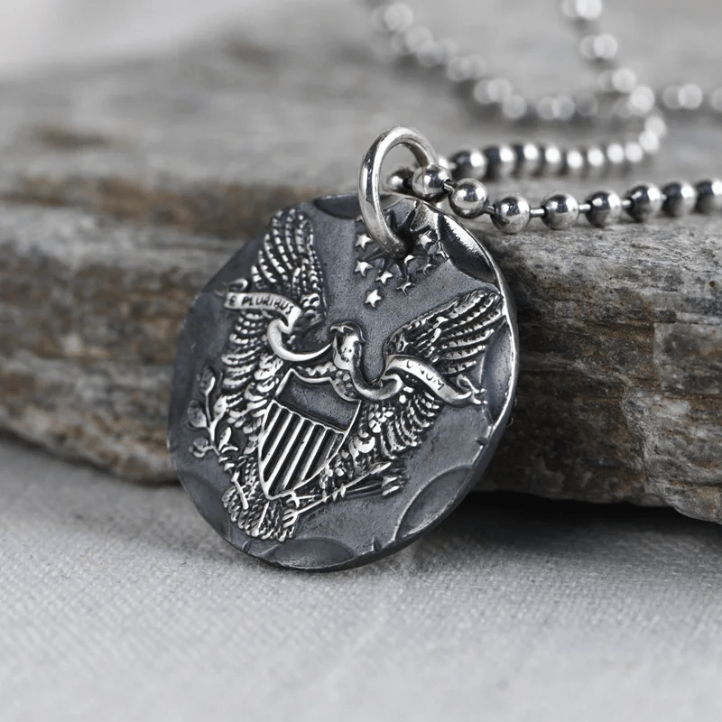 WorldNorse Flying Eagle Coin Double Side Necklace