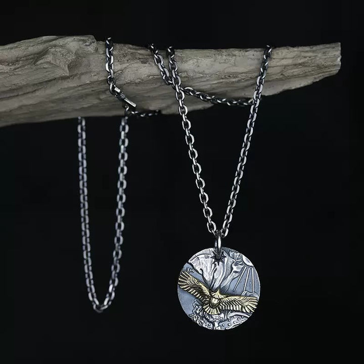 WorldNorse Flying Eagle Coin Double Side Necklace