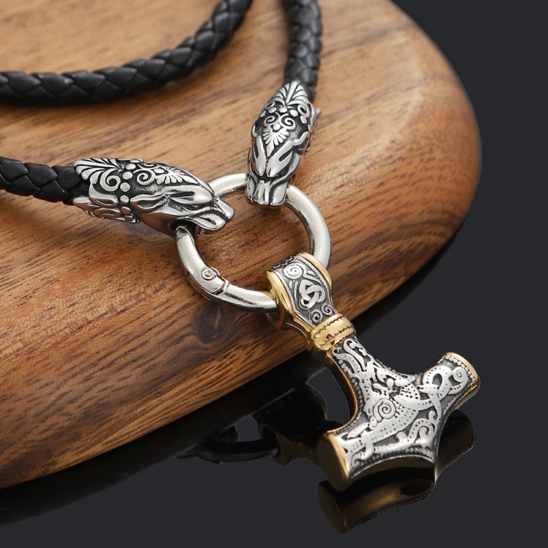 WorldNorse Thor's Hammer Pendant Leather Necklace