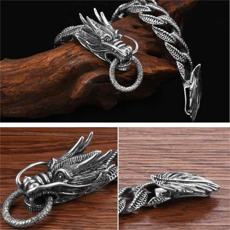 WorldNorse Dragon Head And Tail Interlocked Bracelet