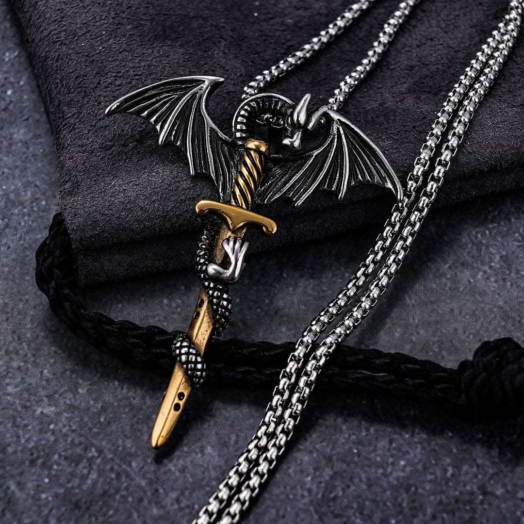 WorldNorse Pterosaur Sword Flying Dragon Necklace