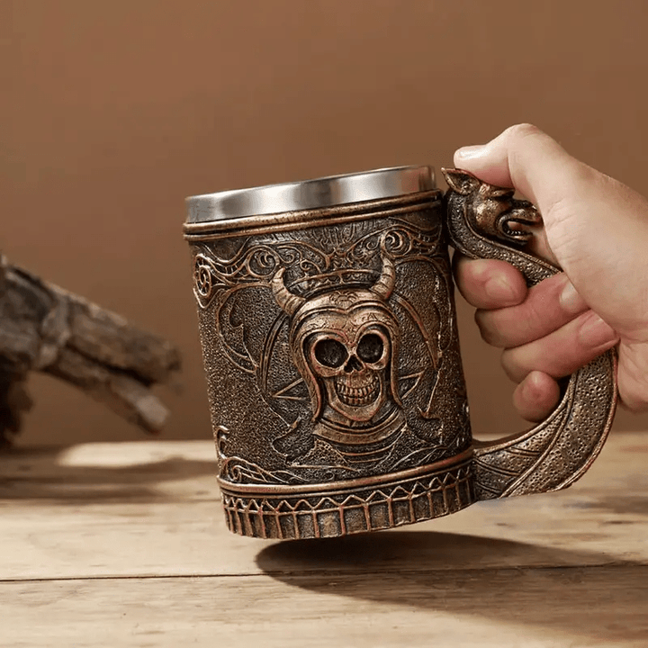 WorldNorse Dragon Handle Skeleton Beer Mug