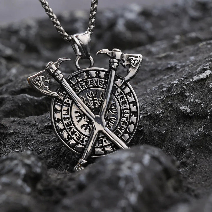 Flash Sale - WorldNorse Triple Horn of Odin Axe Necklace