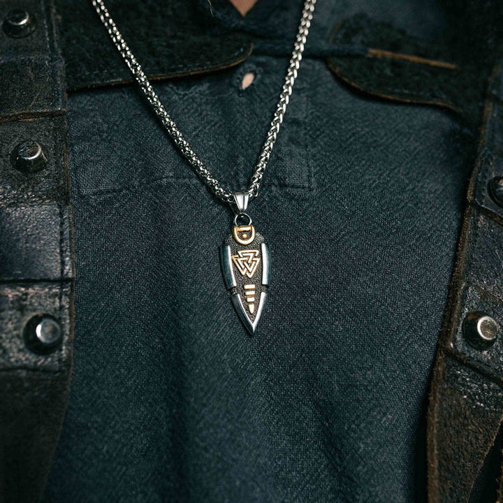 Flash Sale - WorldNorse Solid Double Sided Odin’s Spear Valknut Amulet Necklace