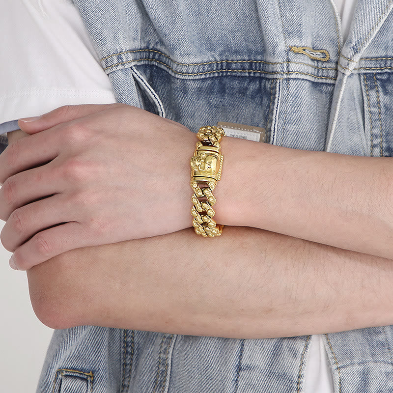 WorldNorse Punk Skeletons Head Bracelet