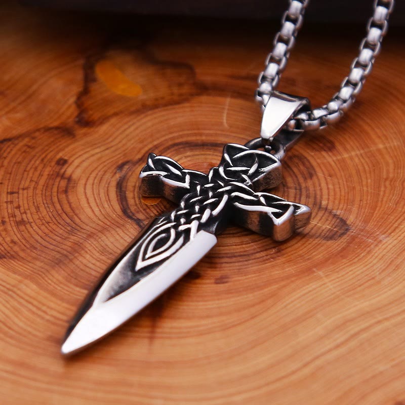 WorldNorse Nordic Celtic Knot Cross Spear Necklace
