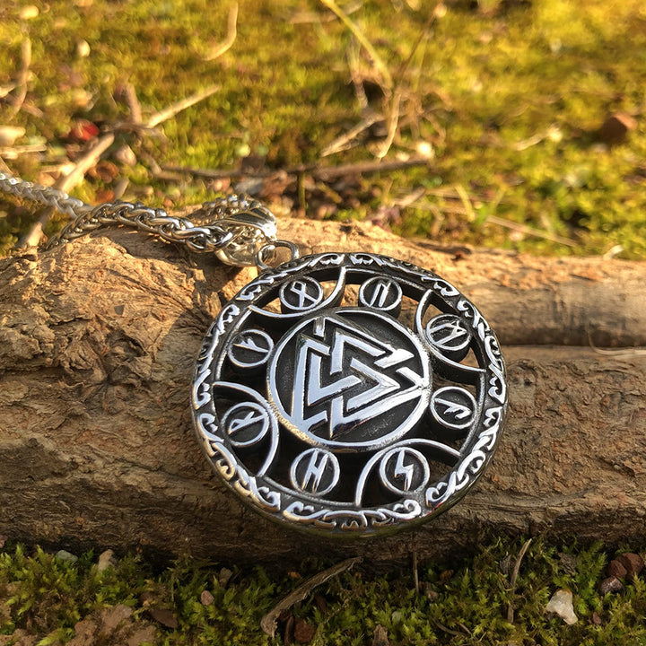 WorldNorse Rune Around Valknut Necklace