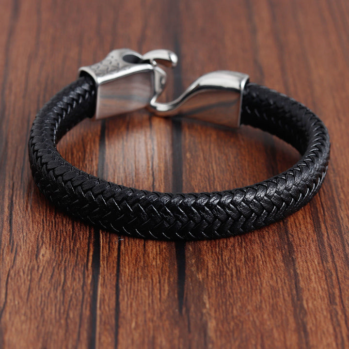 WorldNorse Snake Head Leather Bracelet