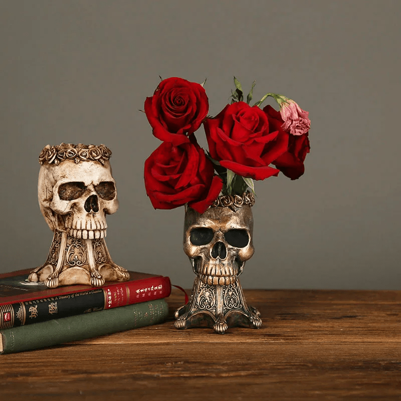 WorldNorse Skull Skeleton Resin Vase Decor