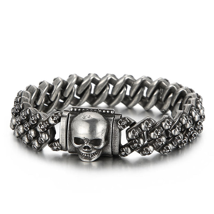 WorldNorse Punk Skeletons Head Bracelet