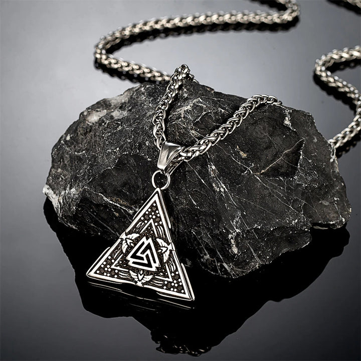 WorldNorse Viking Triangle Valknut Hrungnir's Heart Necklace