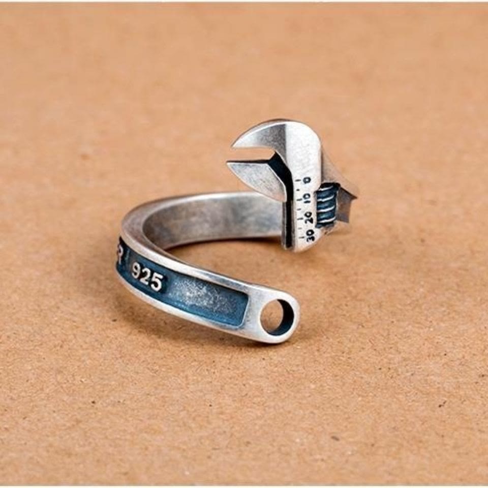 WorldNorse Sterling Silver Motorcycle Wrench Ring