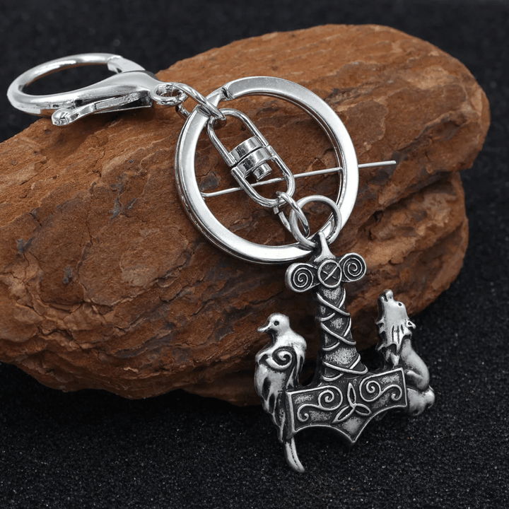 WorldNorse Odin Wolf And Raven Guard Keychain