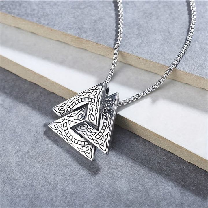 WorldNorse Viking Pirate Odin Triangle Valknut Necklace