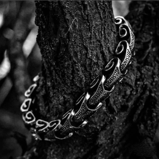 WorldNorse Vintage Dragon Bones Stainless Steel Animal Bracelet