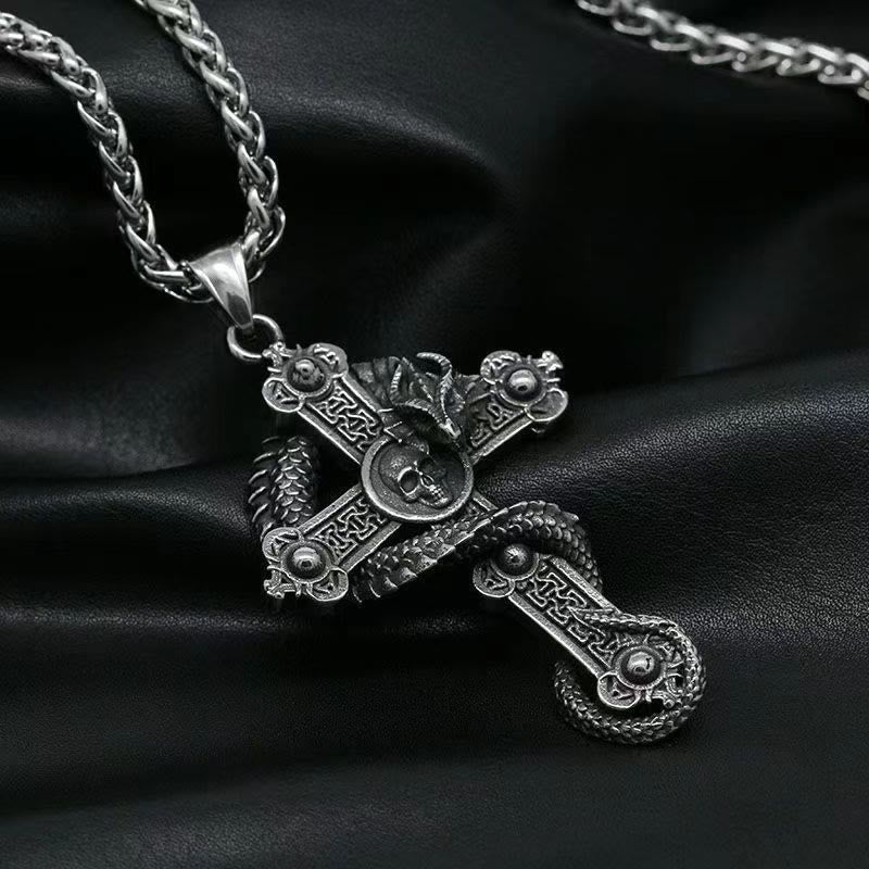 FREE Today: Dragon Wrapped Cross Skull Necklace