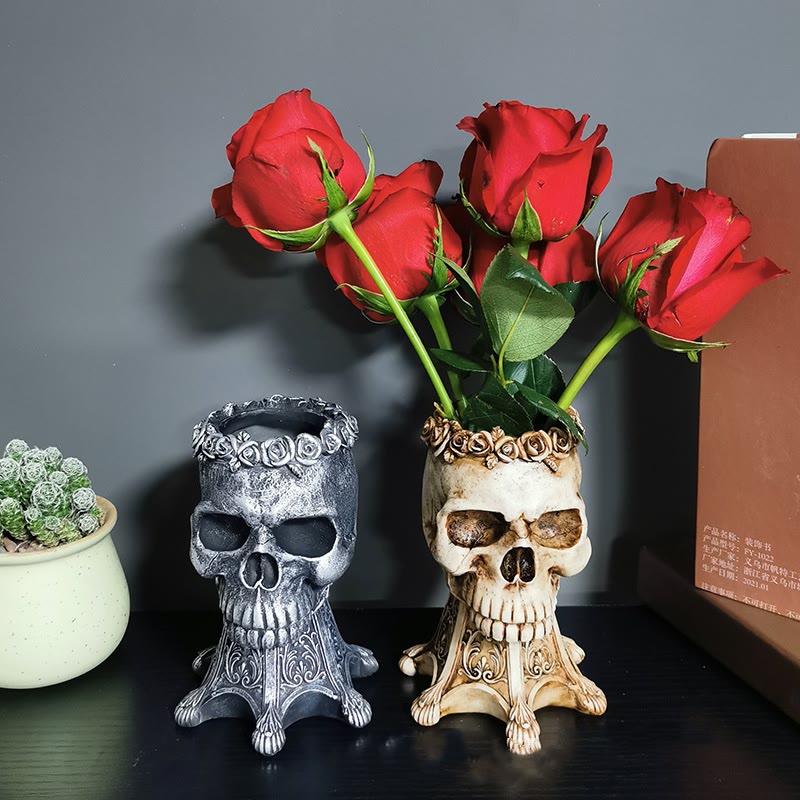 WorldNorse Skull Skeleton Resin Vase Decor